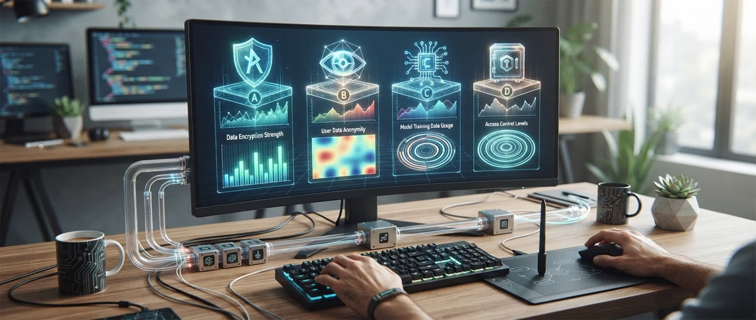 Privacy and security comparison across different AI design platforms