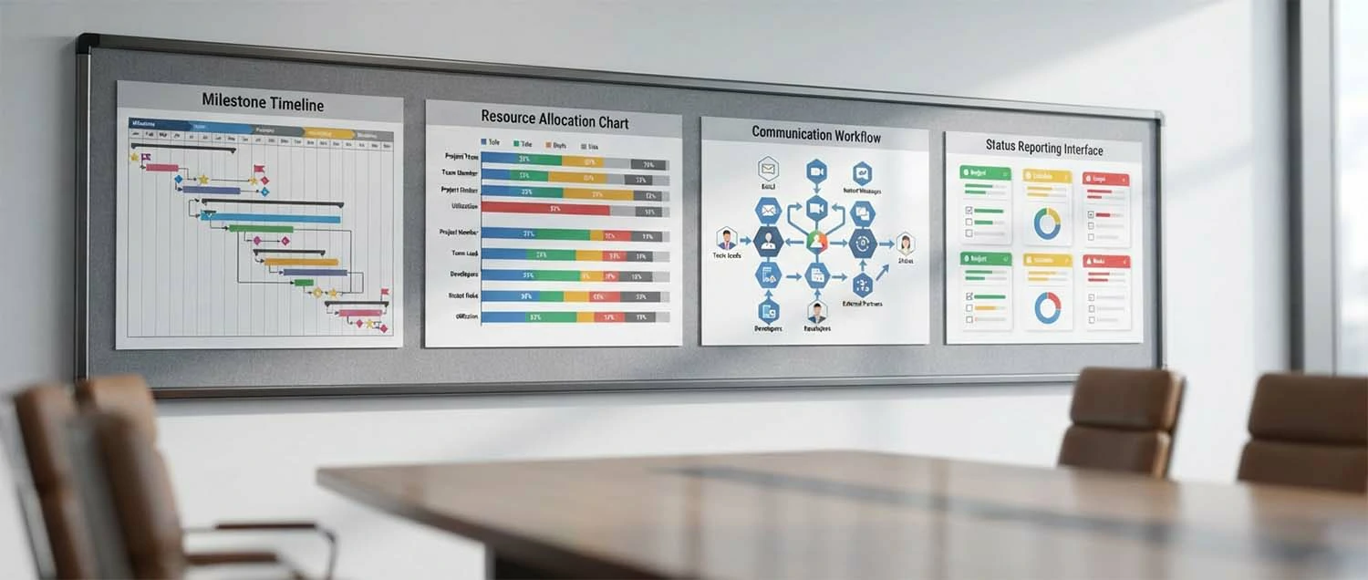 Project management dashboard showing milestone timeline