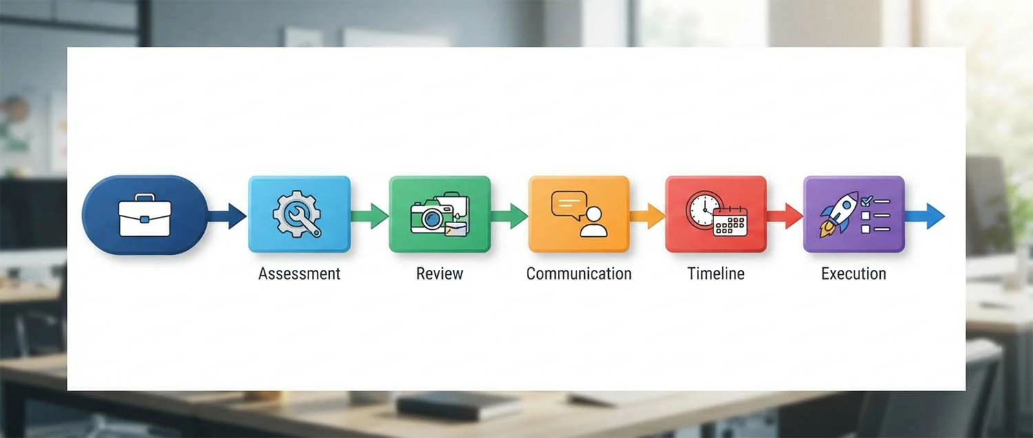 Selection process flowchart showing project type assessment