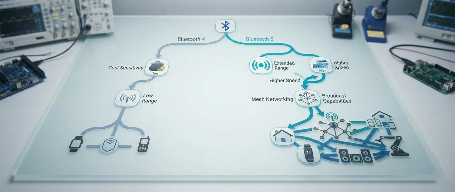 A decision framework showing when to choose Bluetooth 4 for cost-sensitive
