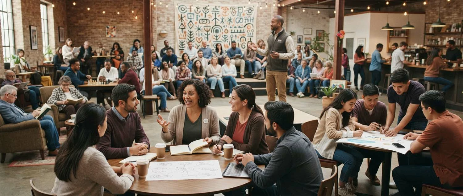 A growing community preserving intimacy through member-leaders and sub-spaces