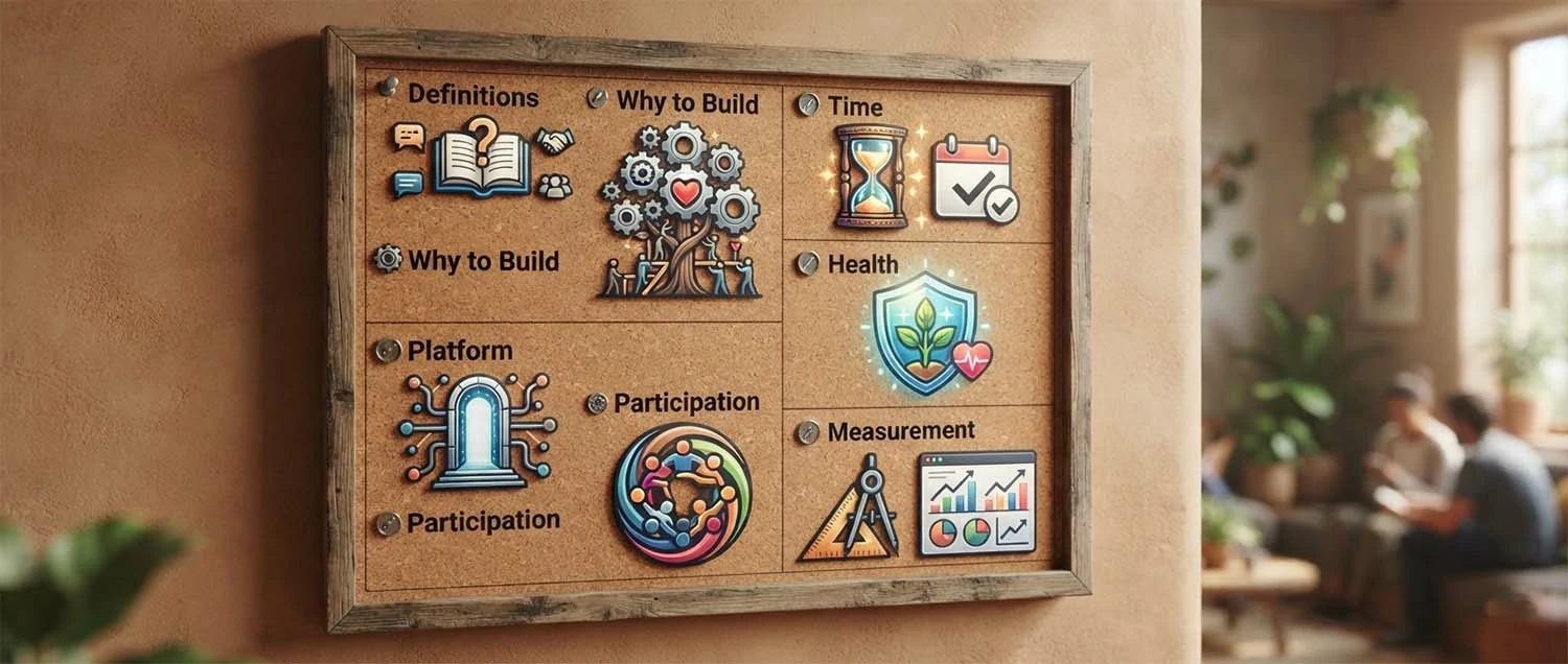 An FAQ board covering definitions, why to build