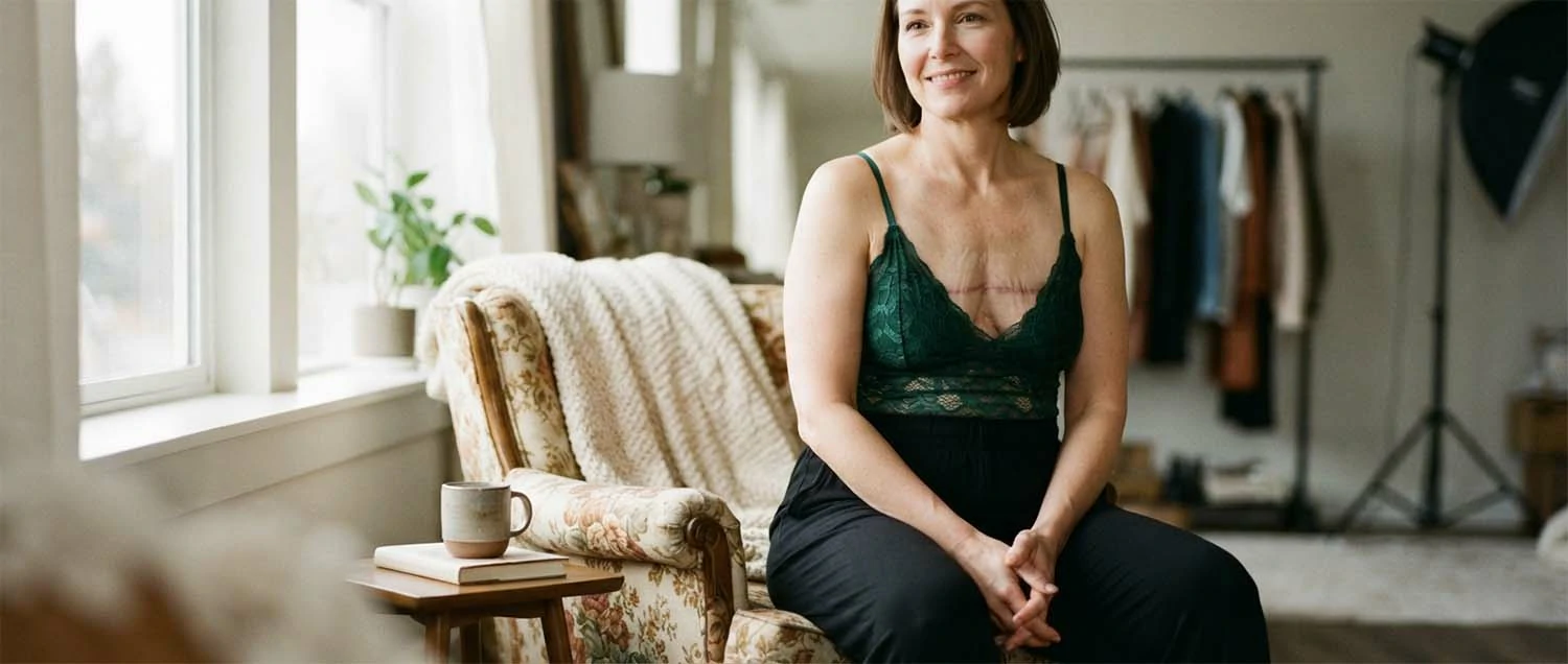 Post-mastectomy boudoir photography session in Spokane celebrating strength
